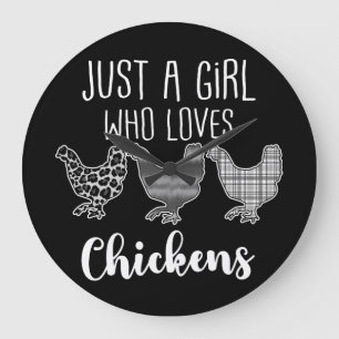 No 2/2, Just A Girl Who Loves Chickens, Funny Large Clock