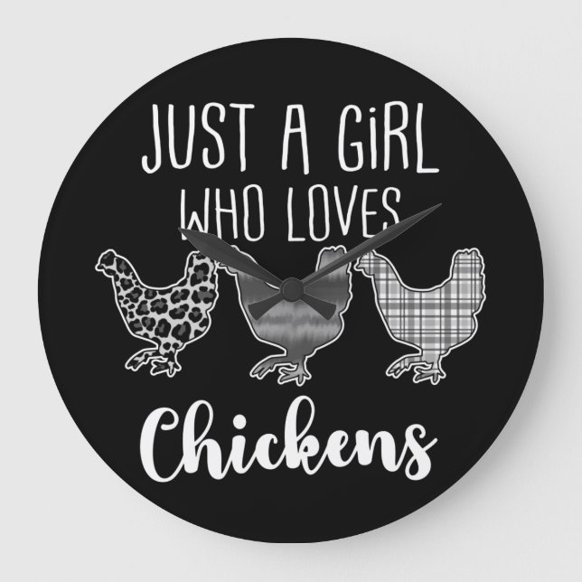 No 2/2, Just A Girl Who Loves Chickens, Funny Large Clock (Front)