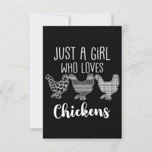 No 2/2, Just A Girl Who Loves Chickens, Funny RSVP Card