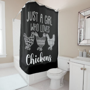 No 2/2, Just A Girl Who Loves Chickens, Funny Shower Curtain