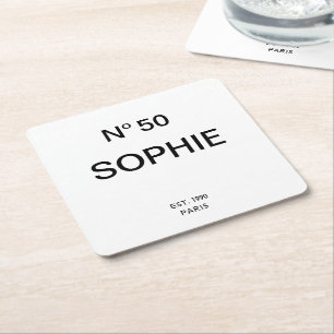 No 50 French Chic 50th Birthday Party Square Paper Coaster