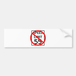 No 55 mph Speed Limit Sign Bumper Sticker