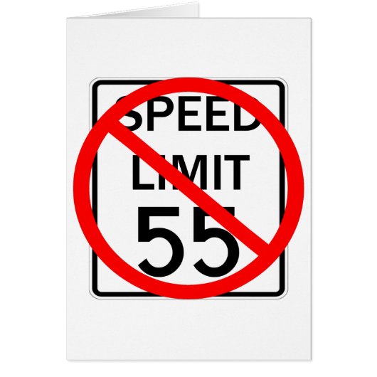 No 55 mph Speed Limit Sign Cards (Front)