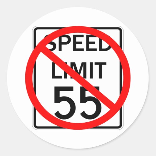 No 55 mph Speed Limit Sign Classic Round Sticker