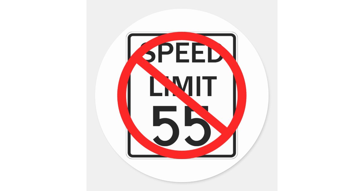 No 55 mph Speed Limit Sign Classic Round Sticker | Zazzle
