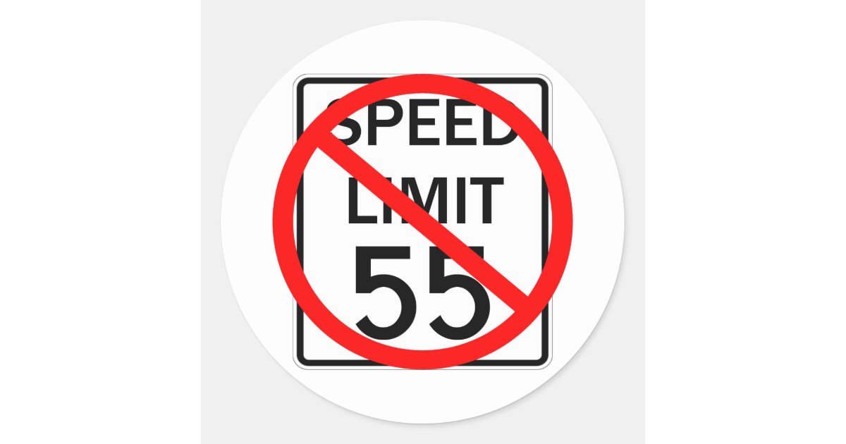  No  55  mph Speed Limit  Sign Classic Round Sticker Zazzle com