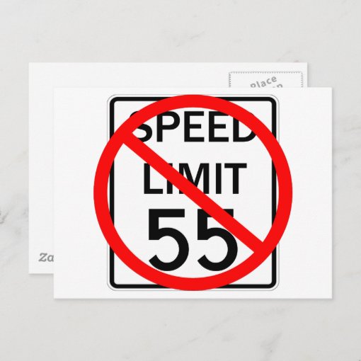 No. 55 mph Speed Limit Sign Postcard | Zazzle