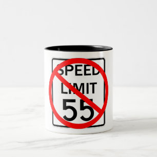 No 55 mph Speed Limit Sign Two-Tone Coffee Mug