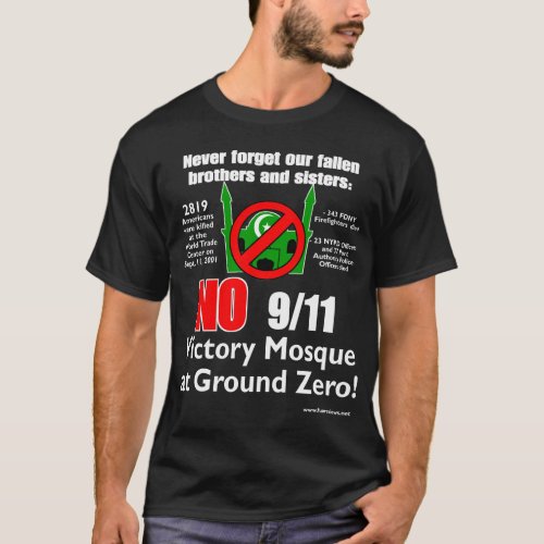 No 911 Victory Mosque at Ground Zero T_Shirt