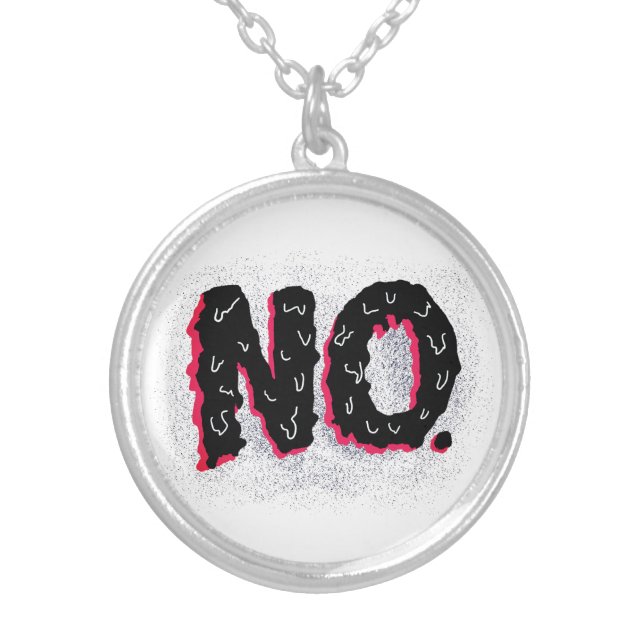 No: A Handwritten Negative Statement Silver Plated Necklace (Front)