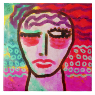 No Abstract Digital Painting of a Woman Ceramic Tile