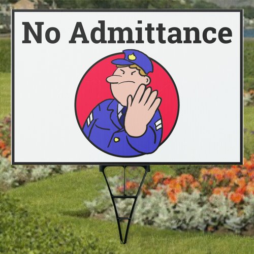 No Admittance Sign with Security Guard Image