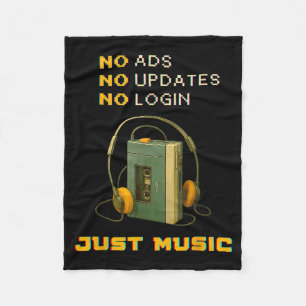 No Ads No Updates No Login Just Music Retro Cette  Fleece Blanket