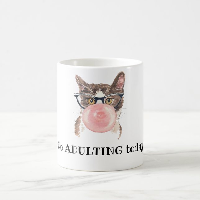 No Adulting Today Funny Cat Coffee Mug (Center)