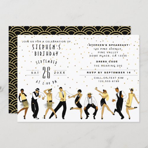 NO AGE Art DecoGreat Gatsby1920s Birthday Party Invitation