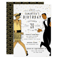 NO AGE Art Deco/Great Gatsby/1920s Birthday Party Invitation