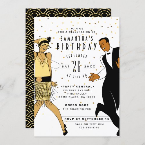 NO AGE Art DecoGreat Gatsby1920s Birthday Party Invitation