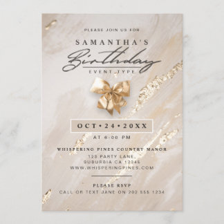NO AGE Modern Elegant Faux Gold Foil Birthday Invitation