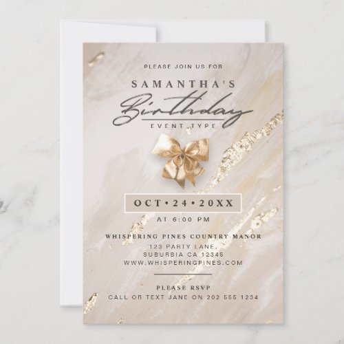 NO AGE Modern Elegant Faux Gold Foil Birthday Invitation