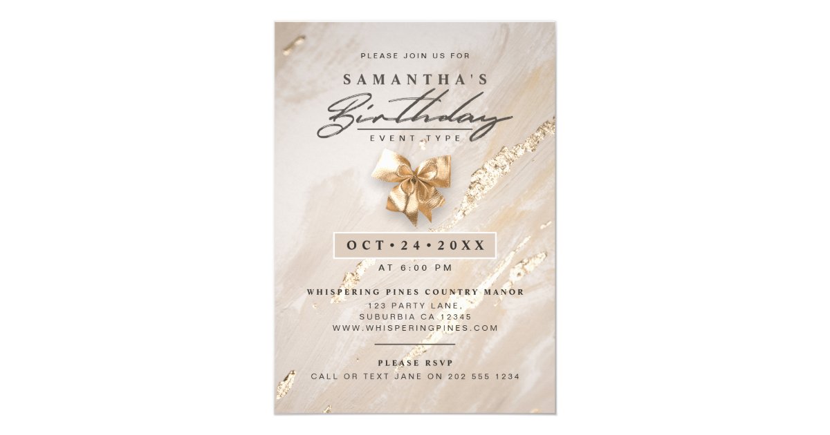No Age Modern Elegant Faux Gold Foil Birthday Invitation Zazzle Com
