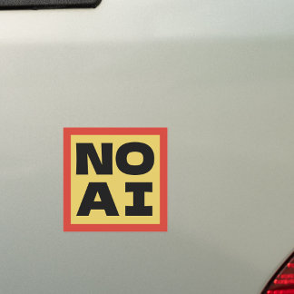 NO AI Bold Text Modern Typography Yellow Black Car Magnet
