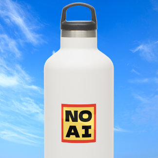 NO AI Bold Text Modern Typography Yellow Black Sticker