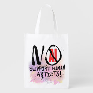 NO Ai! Support human artist! Grocery Bag