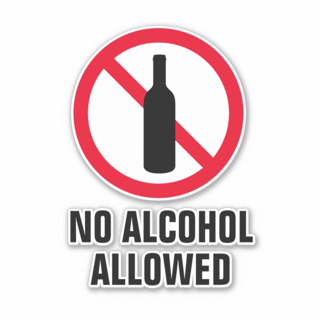 No alcohol allowed public drinking prohibited sticker (Front)