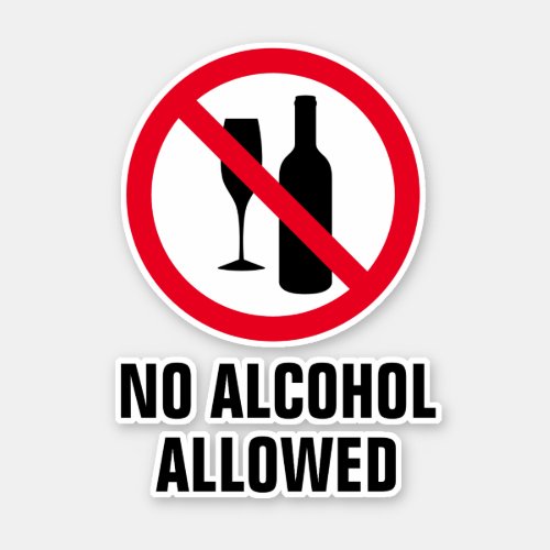 No alcohol allowed wine glass  bottle silhouette sticker