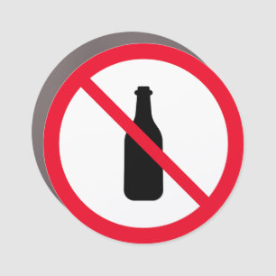No Alcohol   Red Circle Sign   Car Magnet