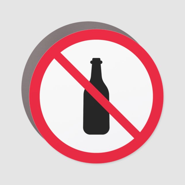 No Alcohol | Red Circle Sign | Car Magnet (Front)