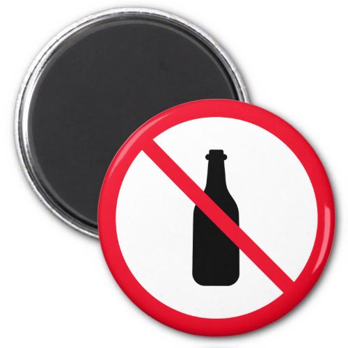 No Alcohol  Red Circle Sign  Magnet