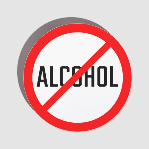 No Alcohol  Red Prohibition Sign  Car Magnet