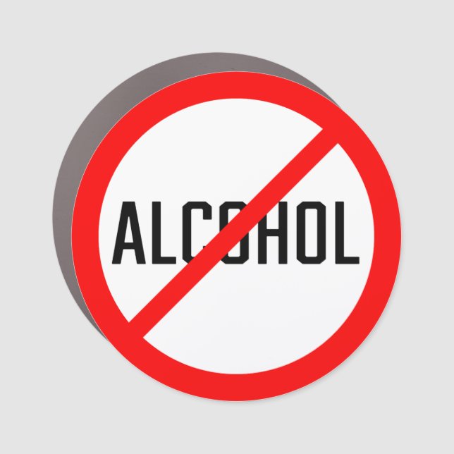 No Alcohol | Red Prohibition Sign | Car Magnet (Front)