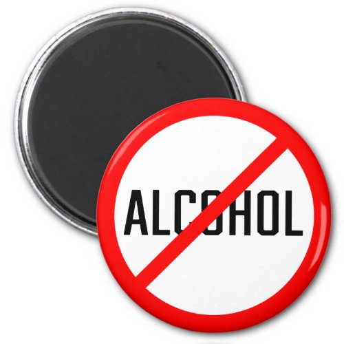No Alcohol Red Prohibition Sign  Magnet