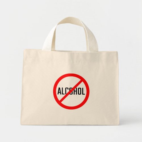 No Alcohol Red Prohibition Sign  Tiny Tote Bag