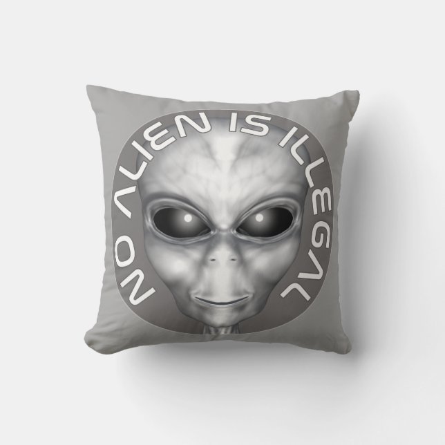 No Alien Is Illegal Throw Pillow (Front)