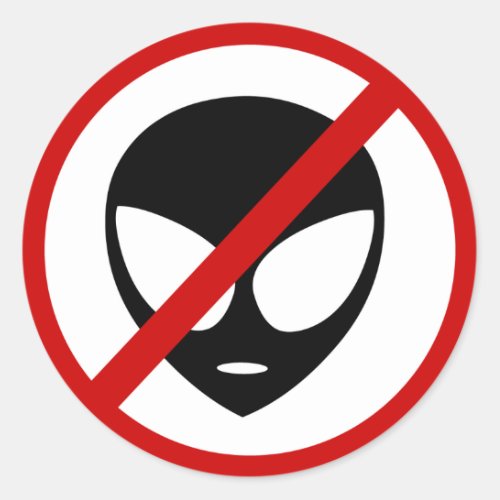 no_aliens classic round sticker
