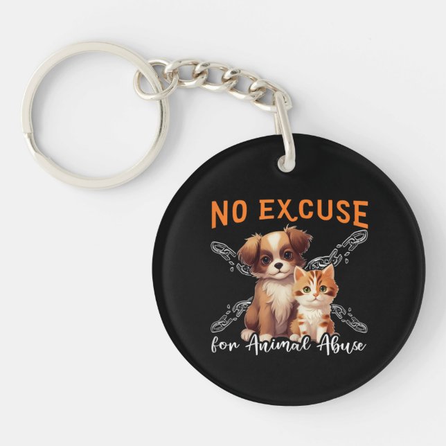 No Animal Abuse Animal Rights Design For Animal Lo Keychain (Front)