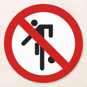 NO Ball Games ⚠ Thai Park Sign ⚠ Round Paper Coaster