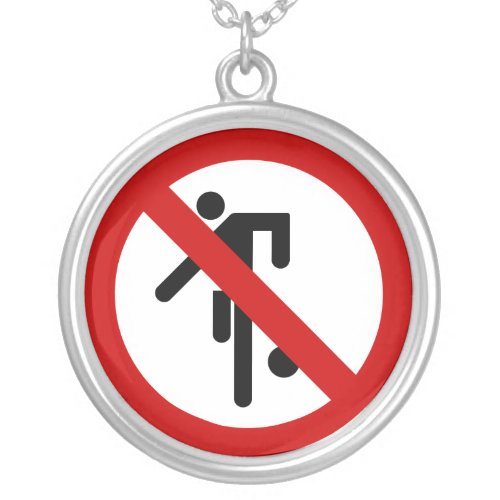 NO Ball Games  Thai Park Sign  Silver Plated Necklace
