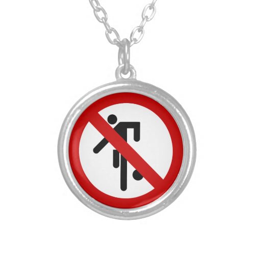 NO Ball Games  Thai Park Sign  Silver Plated Necklace