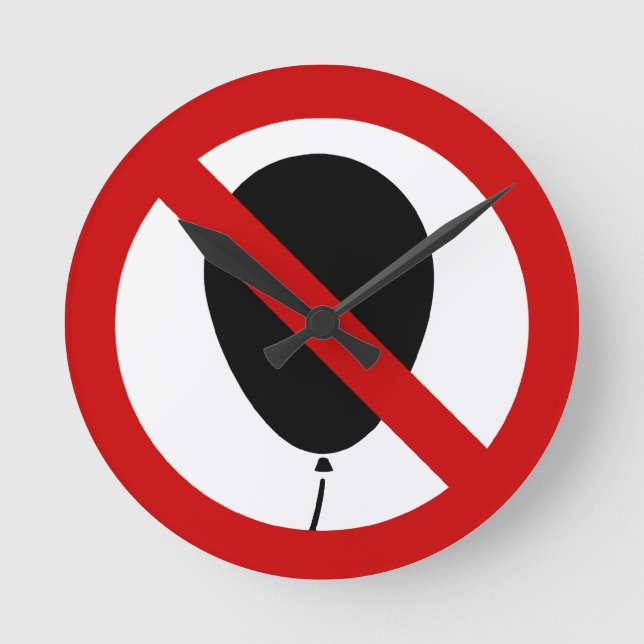 NO Balloon ⚠ Thai Sign ⚠ Round Clock (Front)