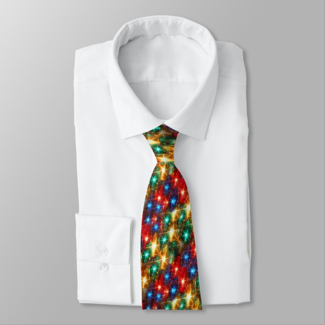 No Batteries Required Christmas Lights  Neck Tie (Tied)