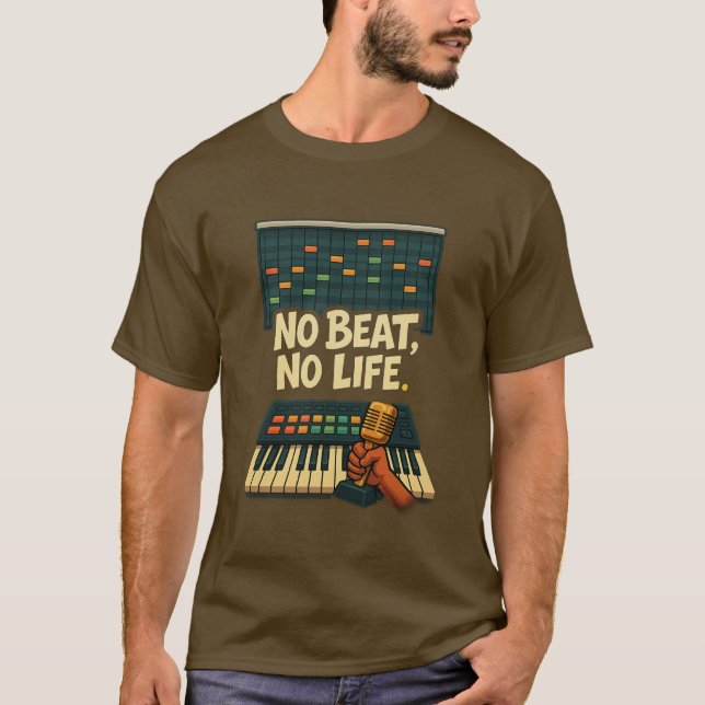 No Beat, No Life – Music Producer T-Shirt (Front)
