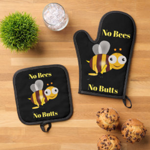 No Bees No Butts Oven Mitt and Pot Holder Oven Mitt & Pot Holder Set