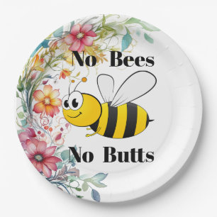 No Bees No Butts Paper Plate