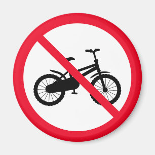 No Bicycle Prohibited   Red Circle Sign   Magnet
