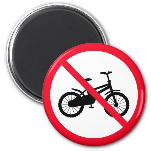 No Bicycle Prohibited  Red Circle Sign  Magnet