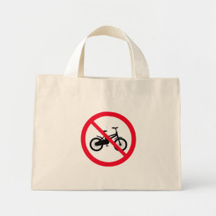 No Bicycle Prohibited Sign   Tiny Tote Bag
